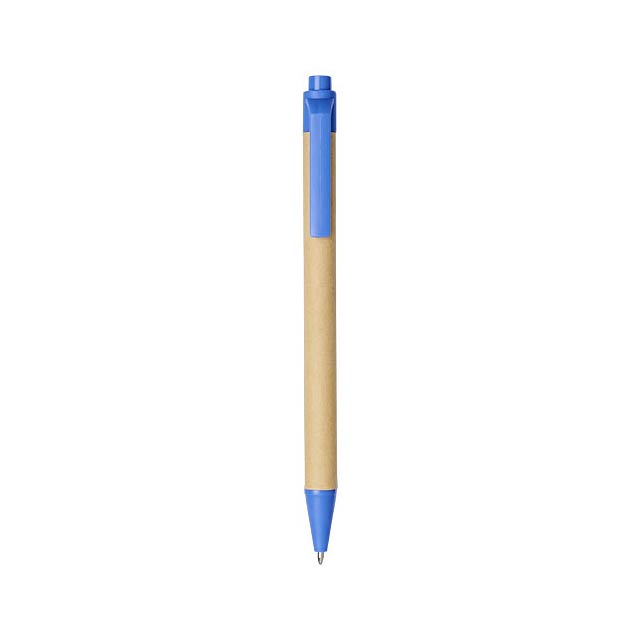Berk kuličkové pero z recyklované lepenky a kukuřičného plas - modrá