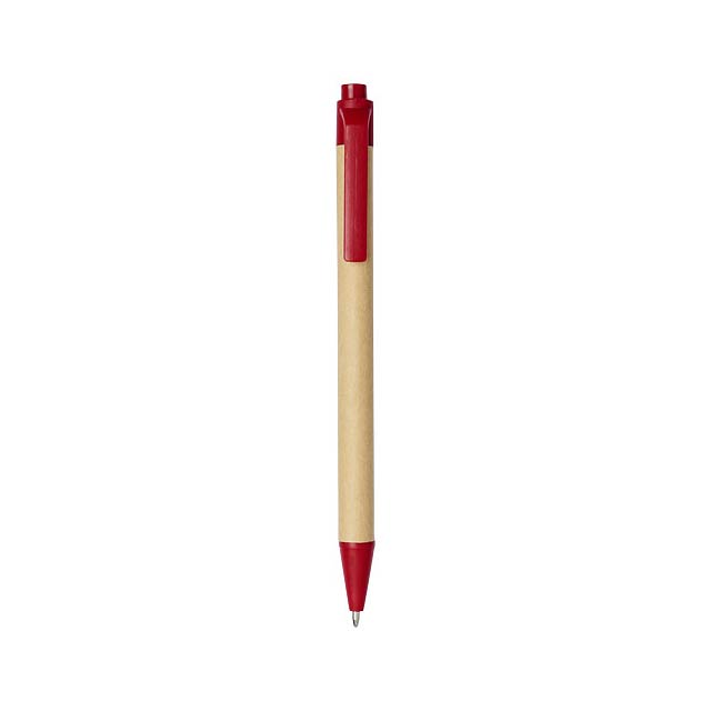 Berk recycled carton and corn plastic ballpoint pen - transparent red