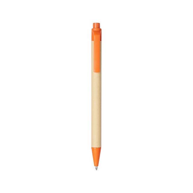 Berk recycled carton and corn plastic ballpoint pen - orange