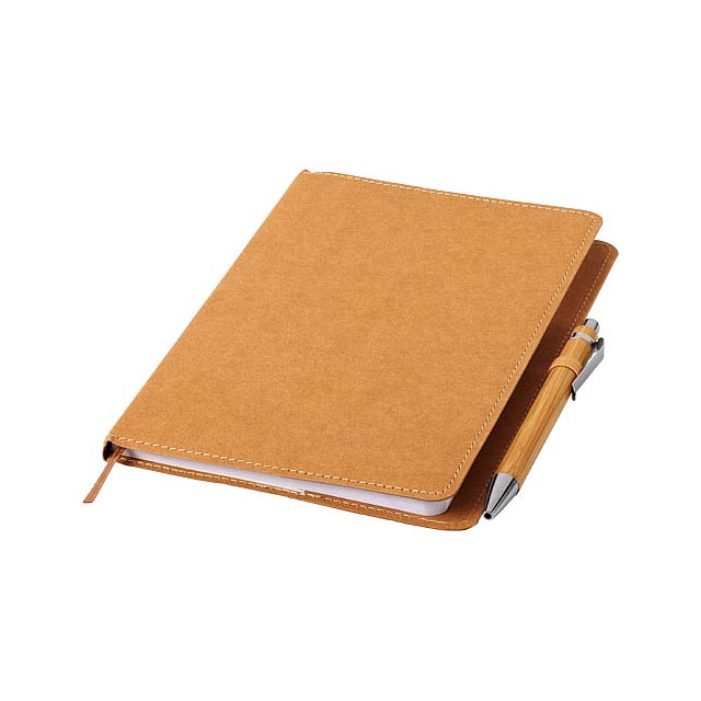 Celuk ballpoint pen and notebook set - brown