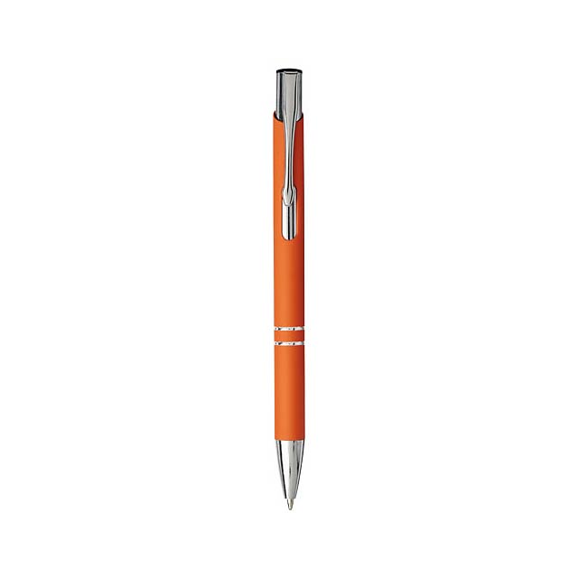 Moneta stiskací kuličkové pero s jemným úchopem - oranžová