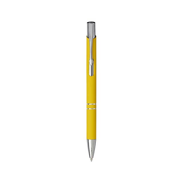 Moneta stiskací kuličkové pero s jemným úchopem - žlutá