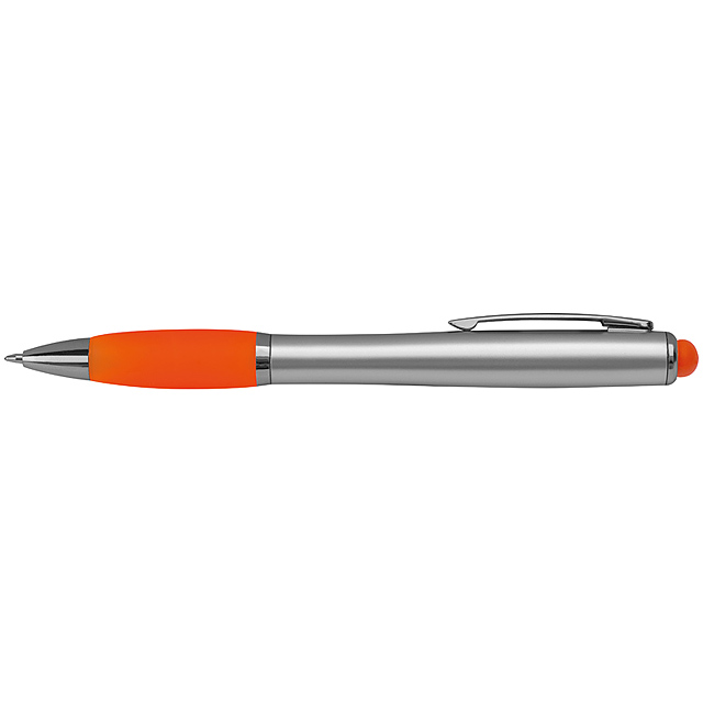 Guľôčkové pero s LED svetlom - oranžová