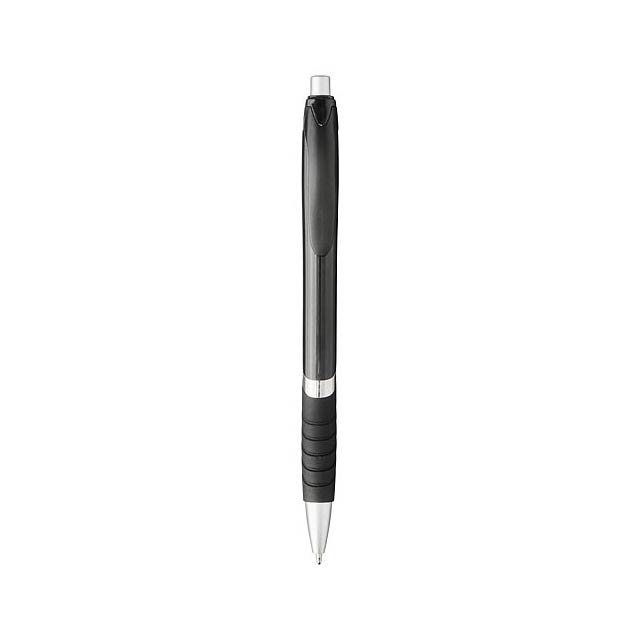 Neprůhledné kuličkové pero Turbo s pryžovým úchopem - čierna