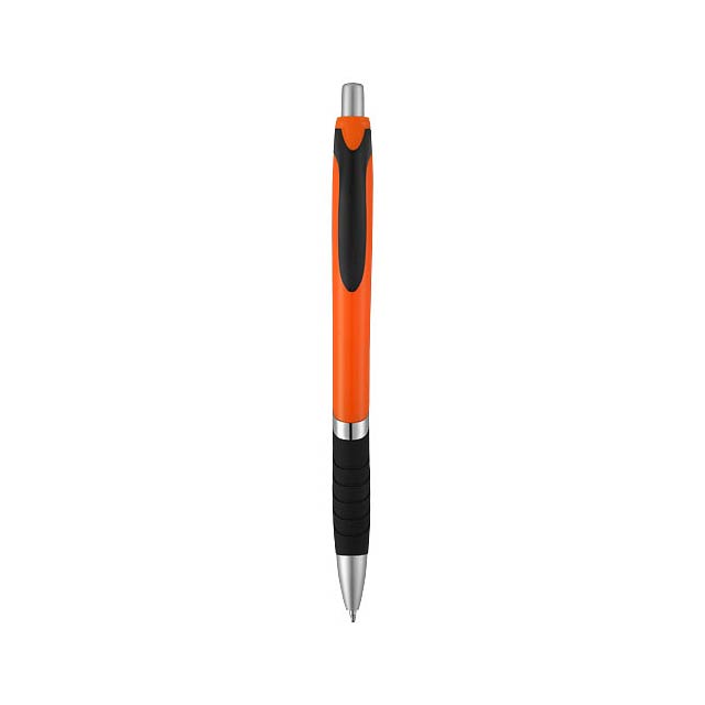 Neprůhledné kuličkové pero Turbo s pryžovým úchopem - oranžová