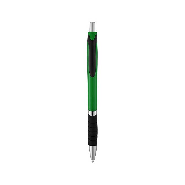 Neprůhledné kuličkové pero Turbo s pryžovým úchopem - zelená