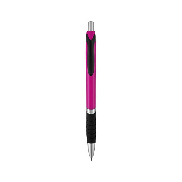 Turbo ballpoint pen with rubber grip - fuchsia