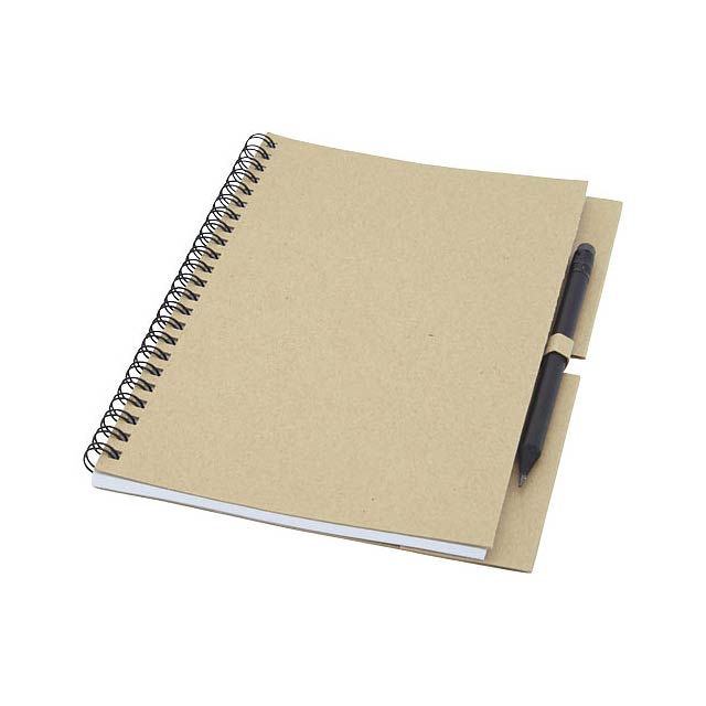 Luciano Eco Notizbuch mit Spiralbindung mit Stift – medium - Beige