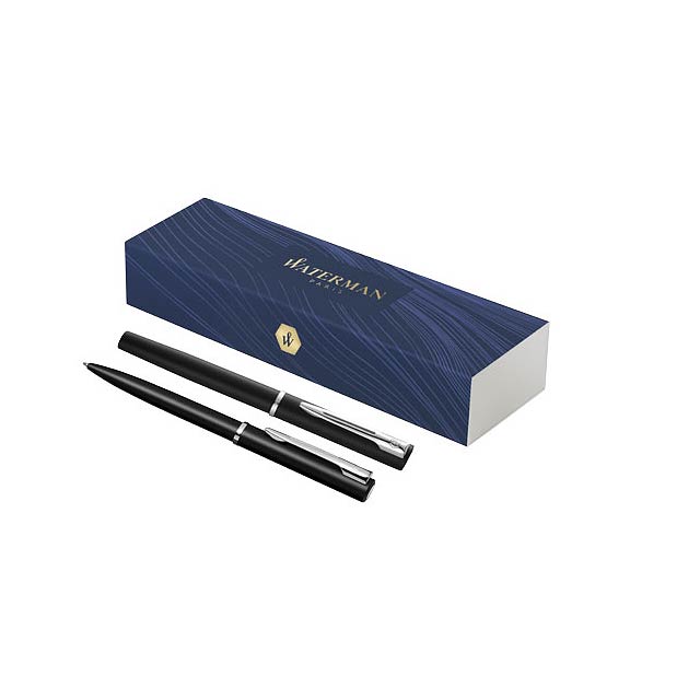Waterman Allure set aus Kugelschreiber und Tintenroller (blaue Mine) - schwarz