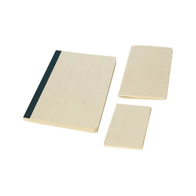 Verde 3-piece grass paper stationery gift set - beige
