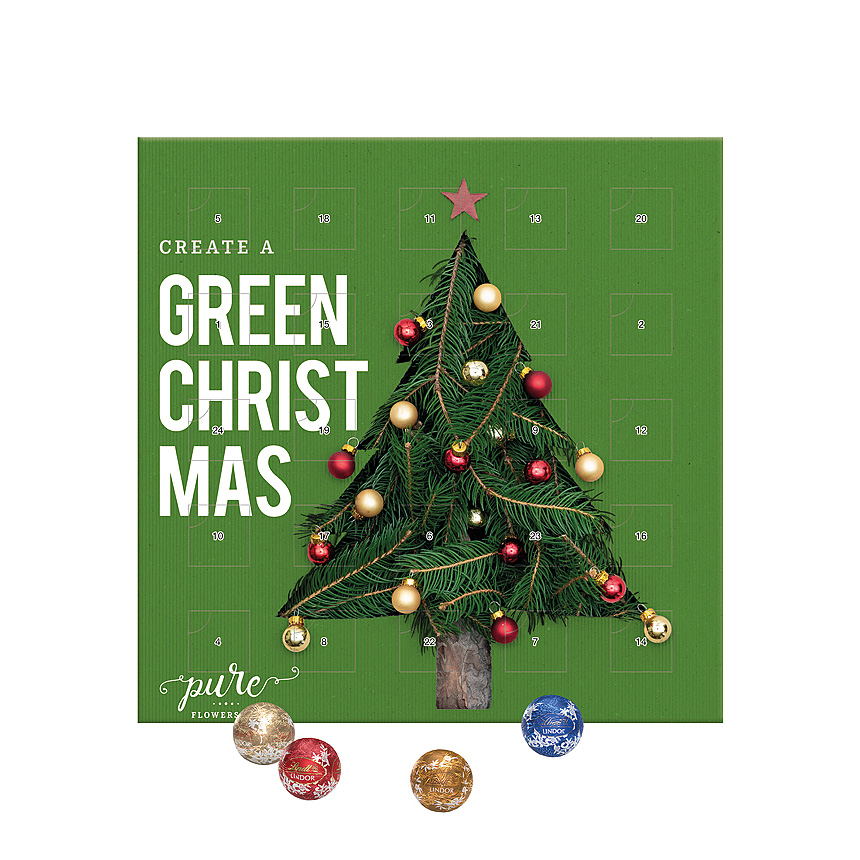 Adventní kalendář s mini čokoládovými kuličkami, kompostovatelná vložka, LINDOR mini čokoládové kuličky - Adventní kalendář s mini čokoládovými kuličkami, kompostovatelná vložka, LINDOR mini čokoládové kuličky -