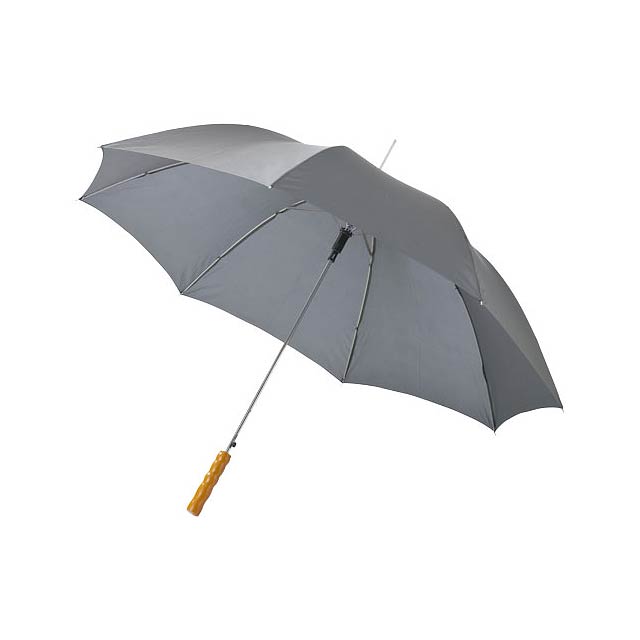 23" deštník Lisa s automatickým otvíráním a dřevěnou rukojet - šedá