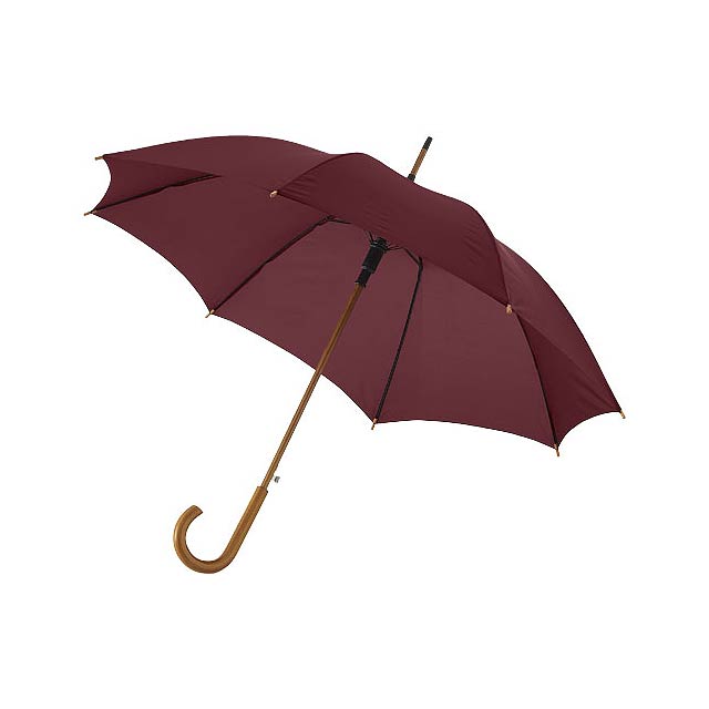 Kyle 23" auto open umbrella wooden shaft and handle - brown