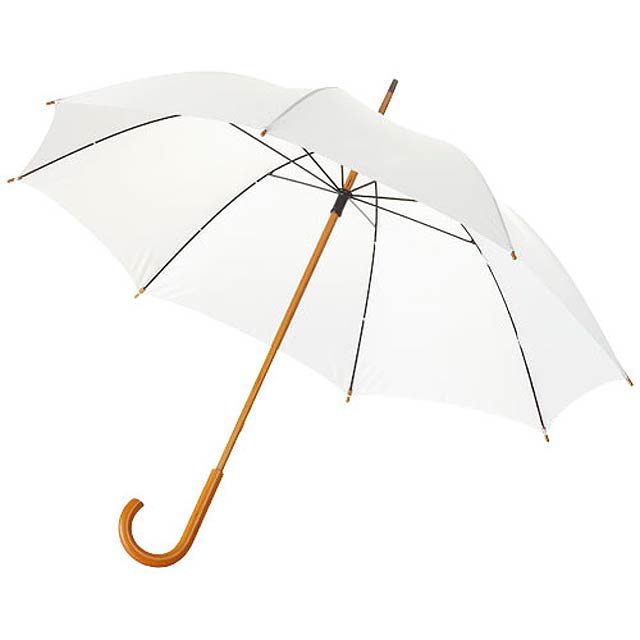 23" klasický deštník Jova s dřevěnou tyčí a rukojetí - bílá