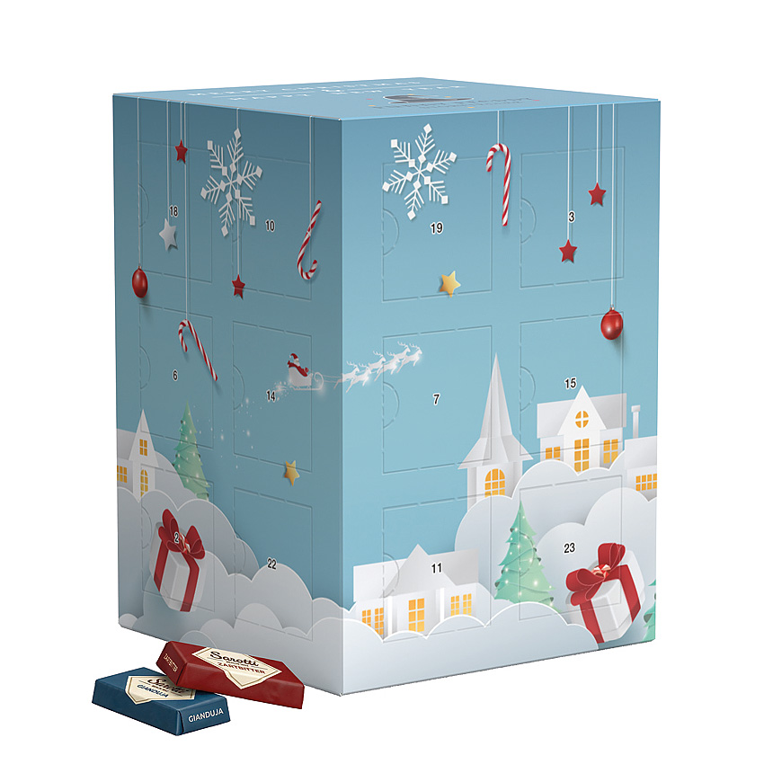 Věžový adventní kalendář, Sarotti mini čokoládové tyčinky - Věžový adventní kalendář, Sarotti mini čokoládové tyčinky -