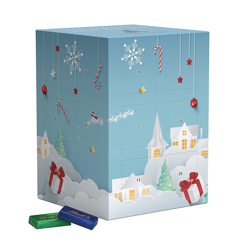 Věžový adventní kalendář, Lindt mini čokoládové tyčinky - Věžový adventní kalendář, Lindt mini čokoládové tyčinky -