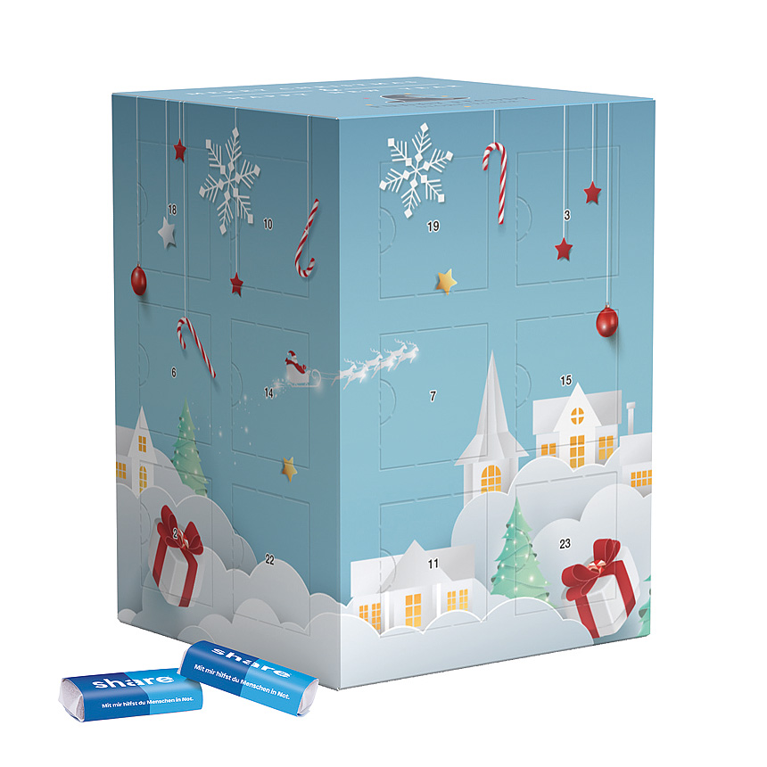 Věžový adventní kalendář, share mini čokoládové tyčinky - Věžový adventní kalendář, share mini čokoládové tyčinky -