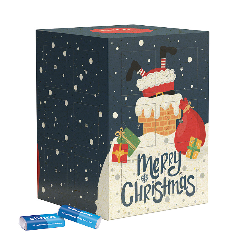 Věžový adventní kalendář, travní papír, share mini čokoládové tyčinky - Věžový adventní kalendář, travní papír, share mini čokoládové tyčinky -