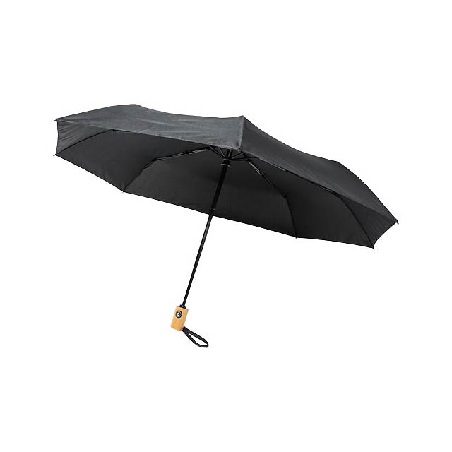 Bo 21" fold. auto open/close recycled PET umbrella - black