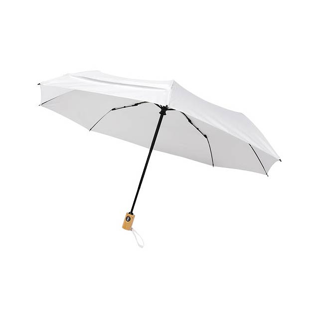 Bo 21" fold. auto open/close recycled PET umbrella - white
