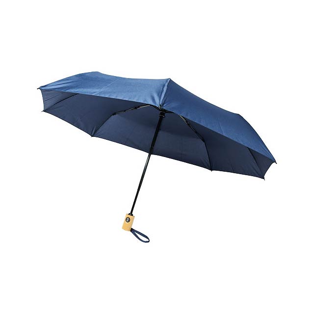 Bo 21" fold. auto open/close recycled PET umbrella - blue