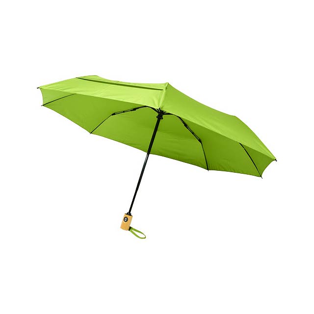 Skládací deštník z recyklovaného PET s automatickým otevíráním/zavíráním Bo 21" - citrónová - limetková