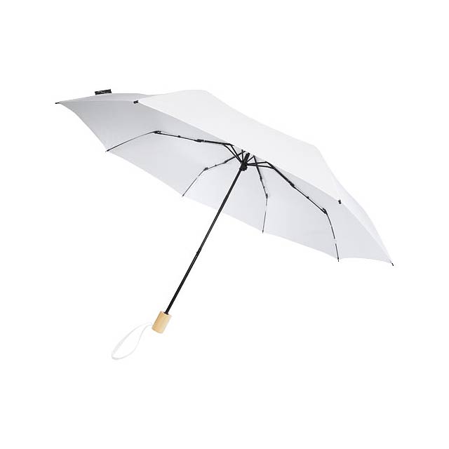 Skládací větruodolný deštník Birgit 21'' z recyklovaného PET materiálu - biela