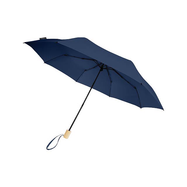 Skládací větruodolný deštník Birgit 21'' z recyklovaného PET materiálu - modrá
