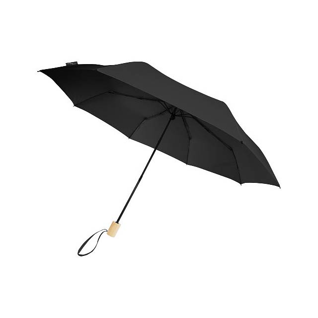 Skládací větruodolný deštník Birgit 21'' z recyklovaného PET materiálu - černá