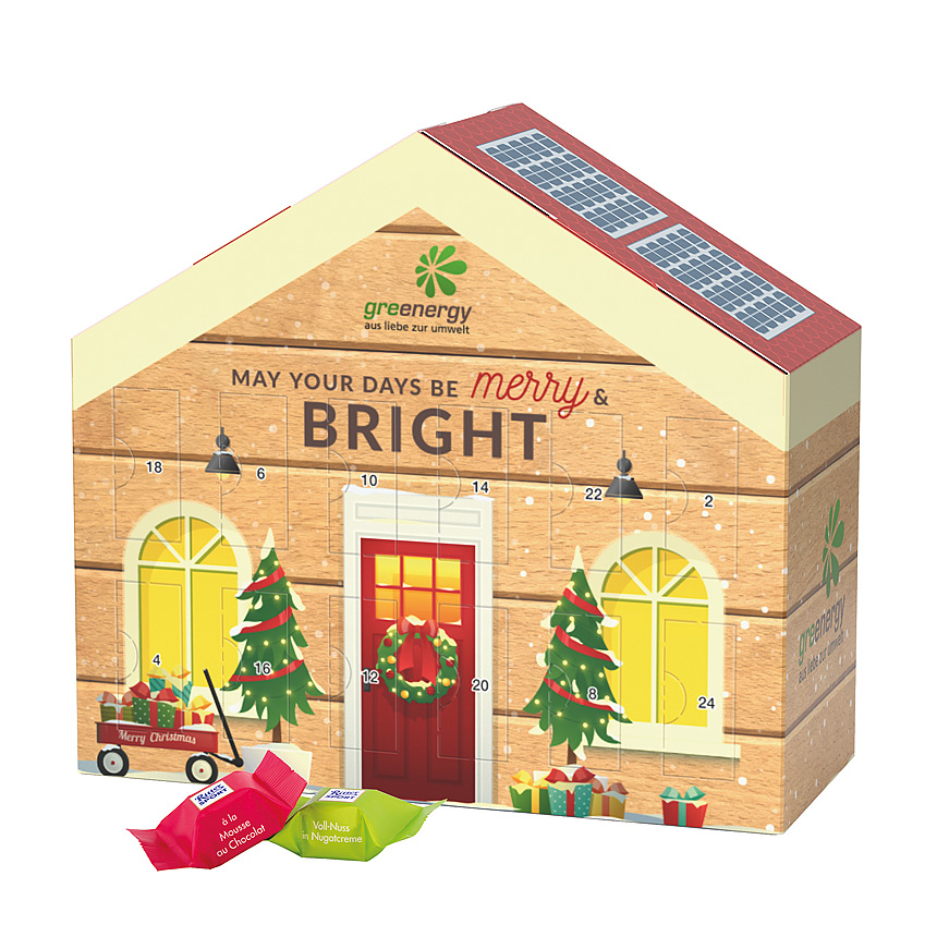Adventní kalendář domeček, Ritter SPORT čokoládové kostky - Adventní kalendář domeček, Ritter SPORT čokoládové kostky -