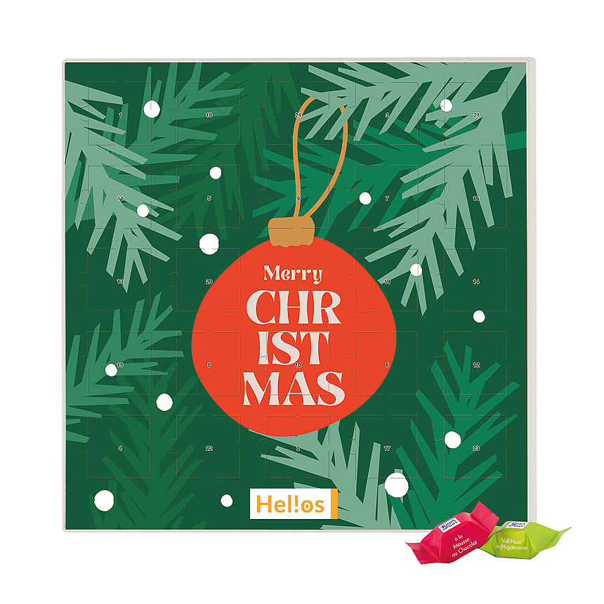Čtvercový adventní kalendář, lepenkový obal bílý, Ritter SPORT čokoládové kostky - Čtvercový adventní kalendář, lepenkový obal bílý, Ritter SPORT čokoládové kostky -