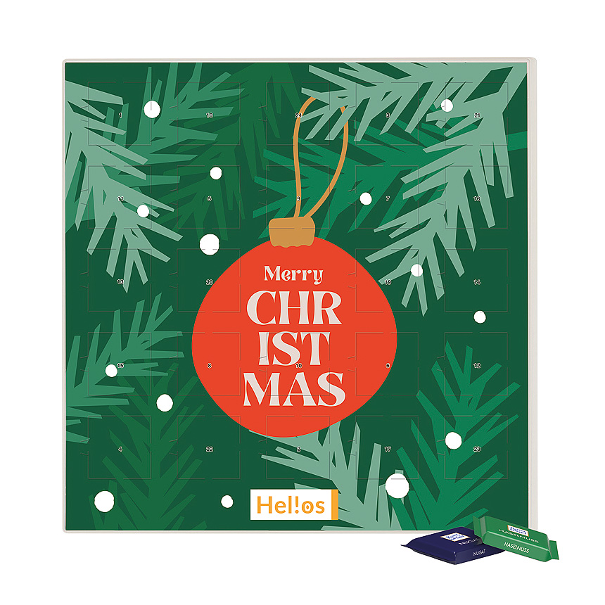 Čtvercový adventní kalendář, lepenkový obal bílý, Ritter SPORT mini - Čtvercový adventní kalendář, lepenkový obal bílý, Ritter SPORT mini -