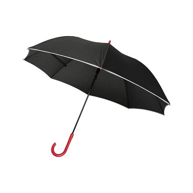 23" větruodolný reflexní deštník Felice s automatickým otvír - transparentná červená