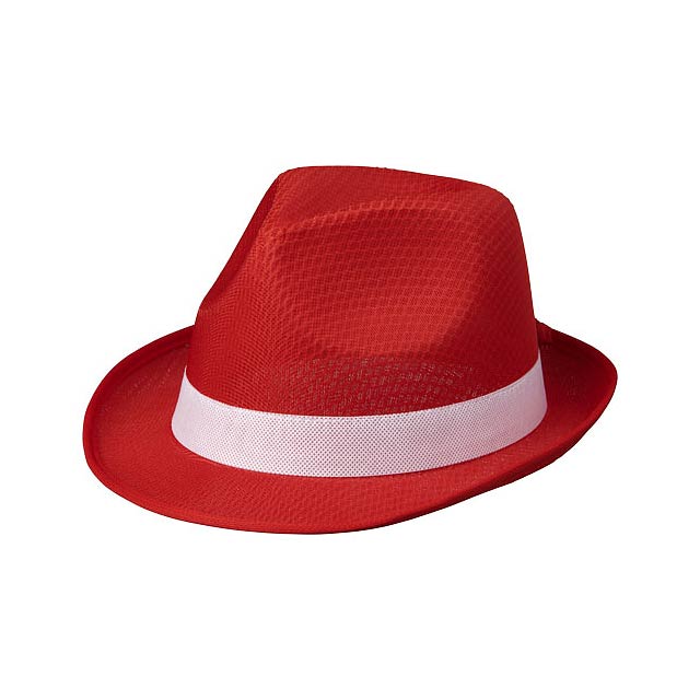 Trilby hat with ribbon - transparent red