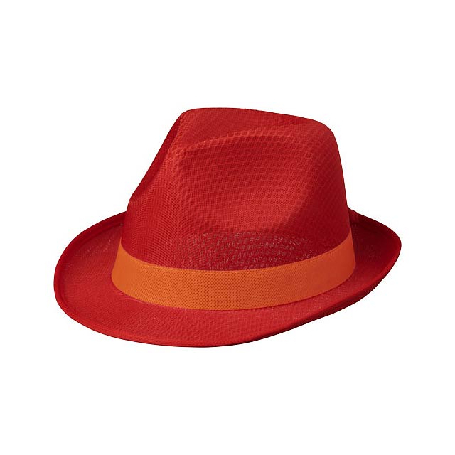 Trilby hat with ribbon - transparent red