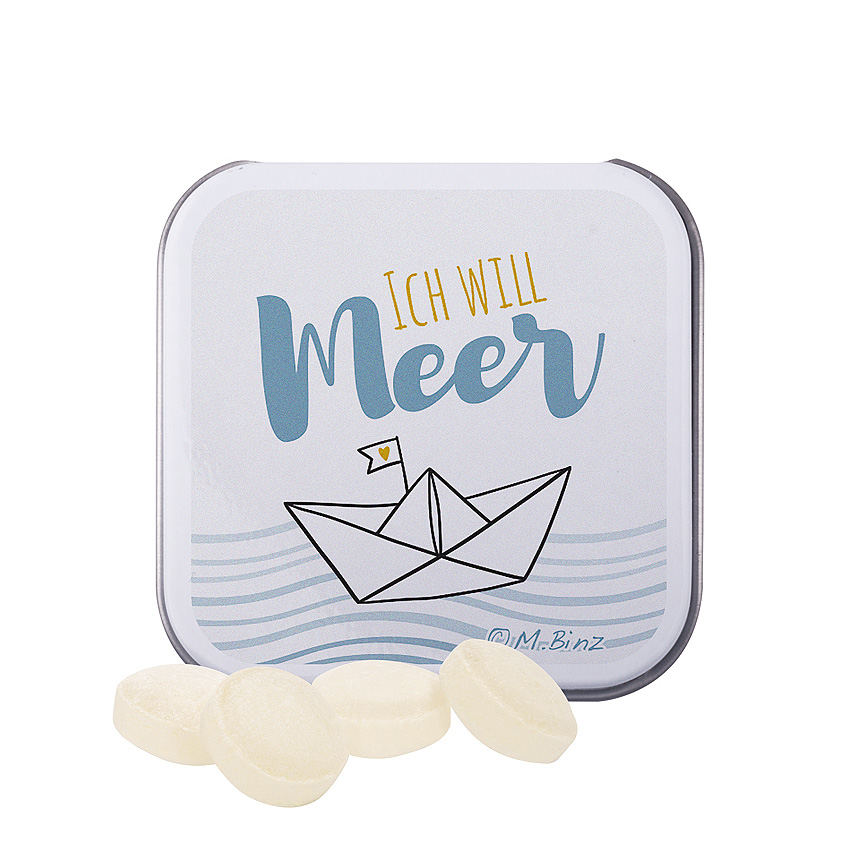 Square tin, white, mini sweets japanese mint - Square tin, white, mini sweets japanese mint -