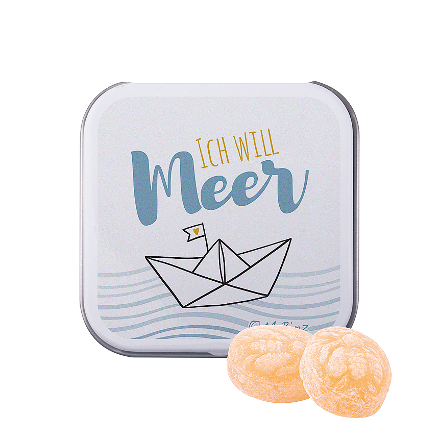 Square tin, white, honey bee sweets - Square tin, white, honey bee sweets -