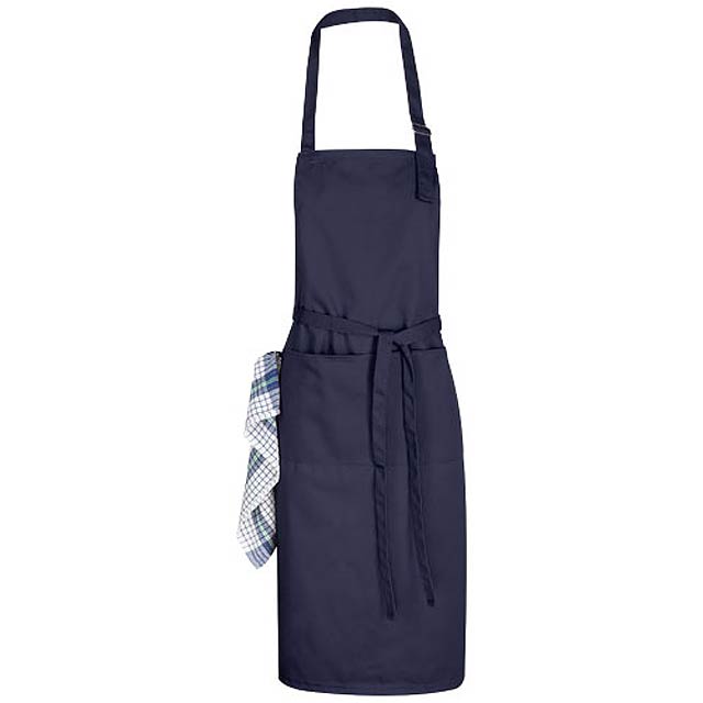 Zora apron with adjustable neck strap - blue