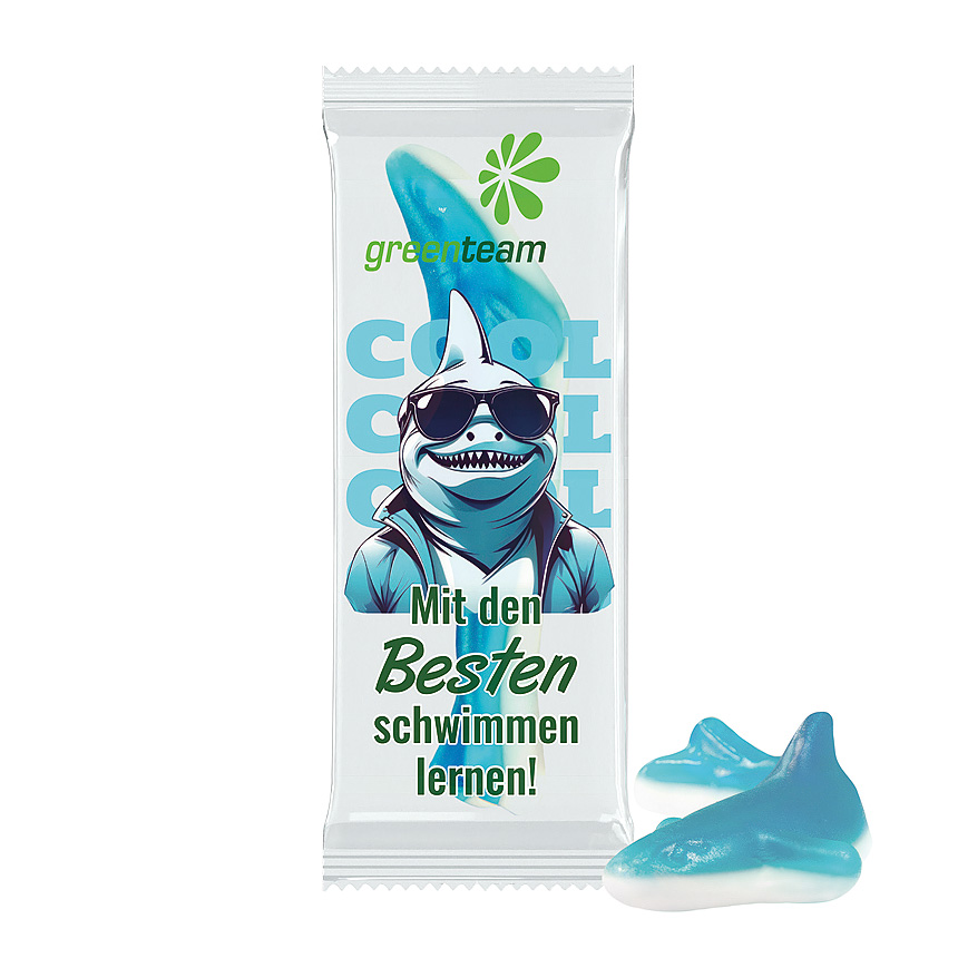 Trolli jelly gum single "shark", compostable foil transparent - transparent Trolli jelly gum single "shark", compostable foil transparent - transparent
