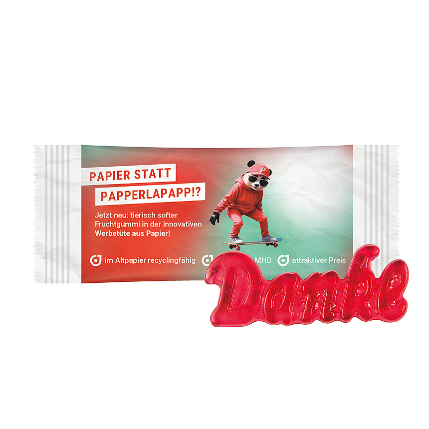 Trolli jelly gum single "danke", recycable PaperPlus Pro white - bílá