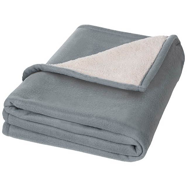 Springwood Decke aus weichem Fleece und Sherpa-Plaid - Grau