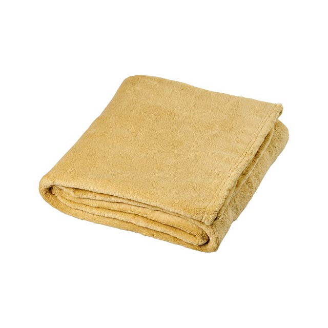 Bay extra soft coral fleece plaid blanket - beige