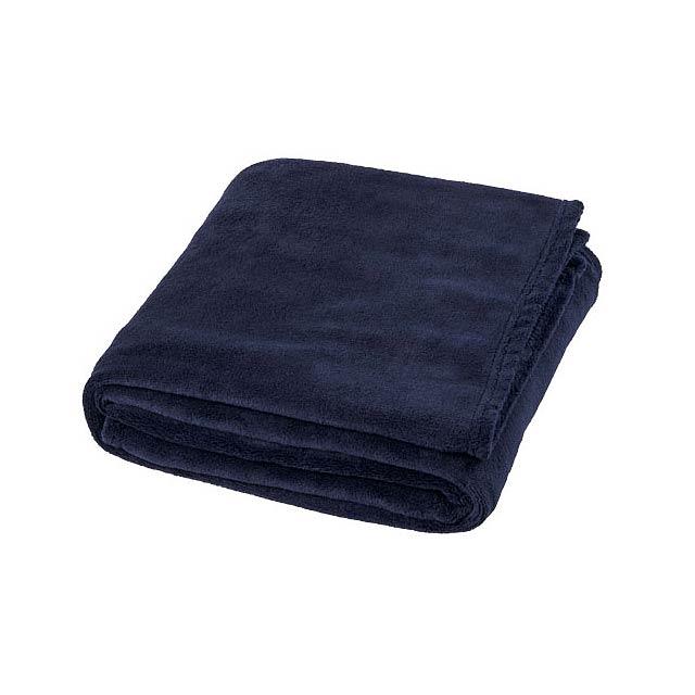 Bay extra soft coral fleece plaid blanket - blue