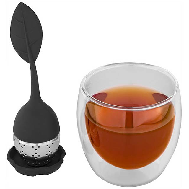 Spring tea set with strainer and cup - black