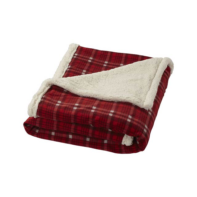 Joan sherpa plaid blanket - transparent red