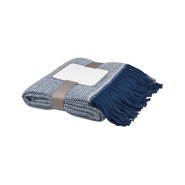 Haven herringbone throw blanket - blue