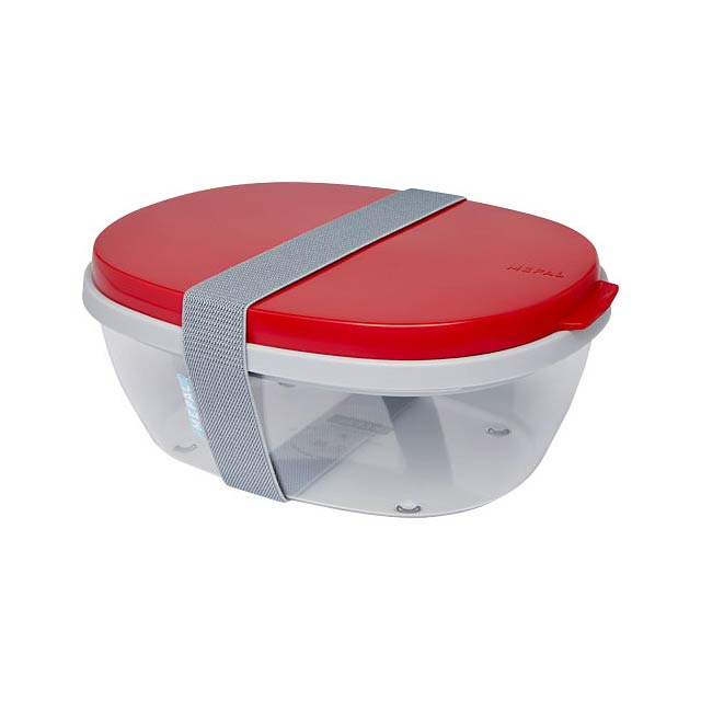 Ellipse salad box - transparent red