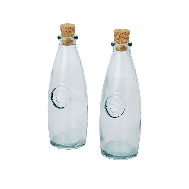 Sabor 2-piece recycled glass oil and vinegar set - transparent