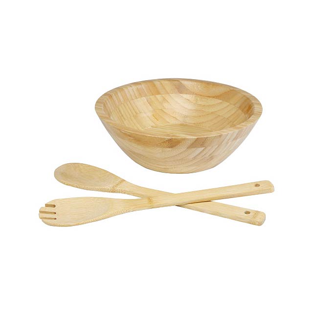 Argulls bamboo salad bowl and tools - wood