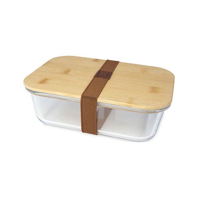 Roby glass lunch box with bamboo lid - transparent